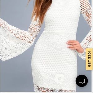 Lulu’s Angelisa White Lace Long Sleeve Dress